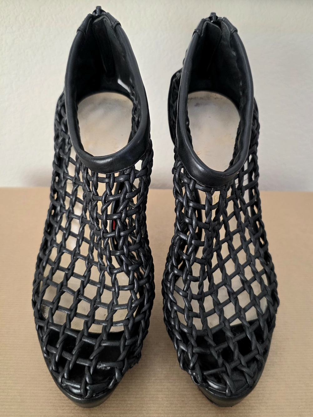 Christian Louboutin Black Leather Caged Ankle Booties Heels EU 38.5 / Fits US 8 - Picture 8 of 14